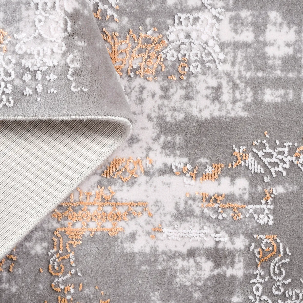 SHARED | Knoll Grey Orange Abstract Modern Machine Woven Living Room  photo 4