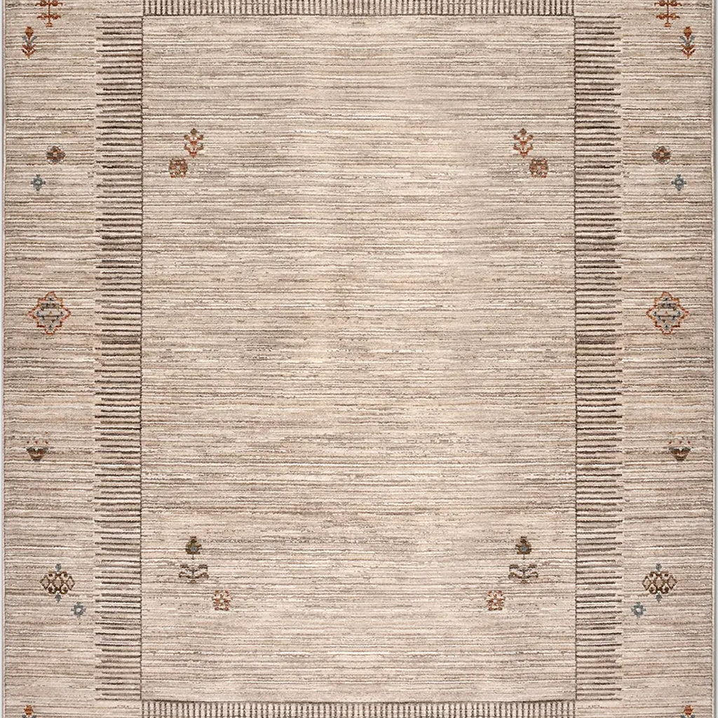SHARED | Teasel Beige Cream Abstract Tribal Bordered Machine Woven Li photo 4