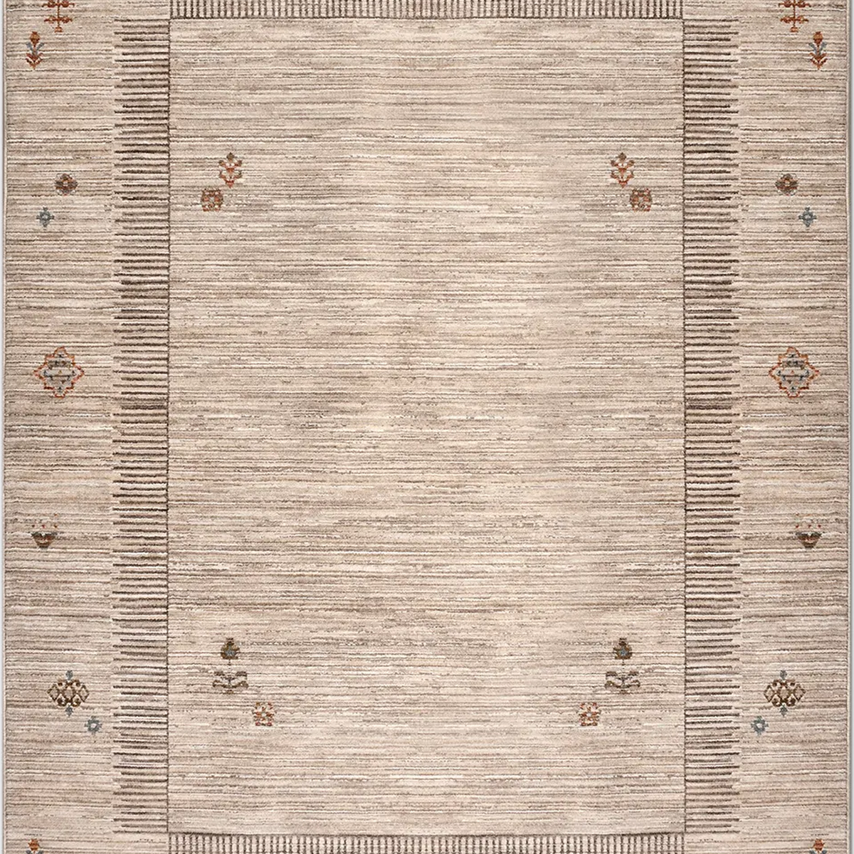 SHARED | Teasel Beige Cream Abstract Tribal Bordered Machine Woven Li photo 4