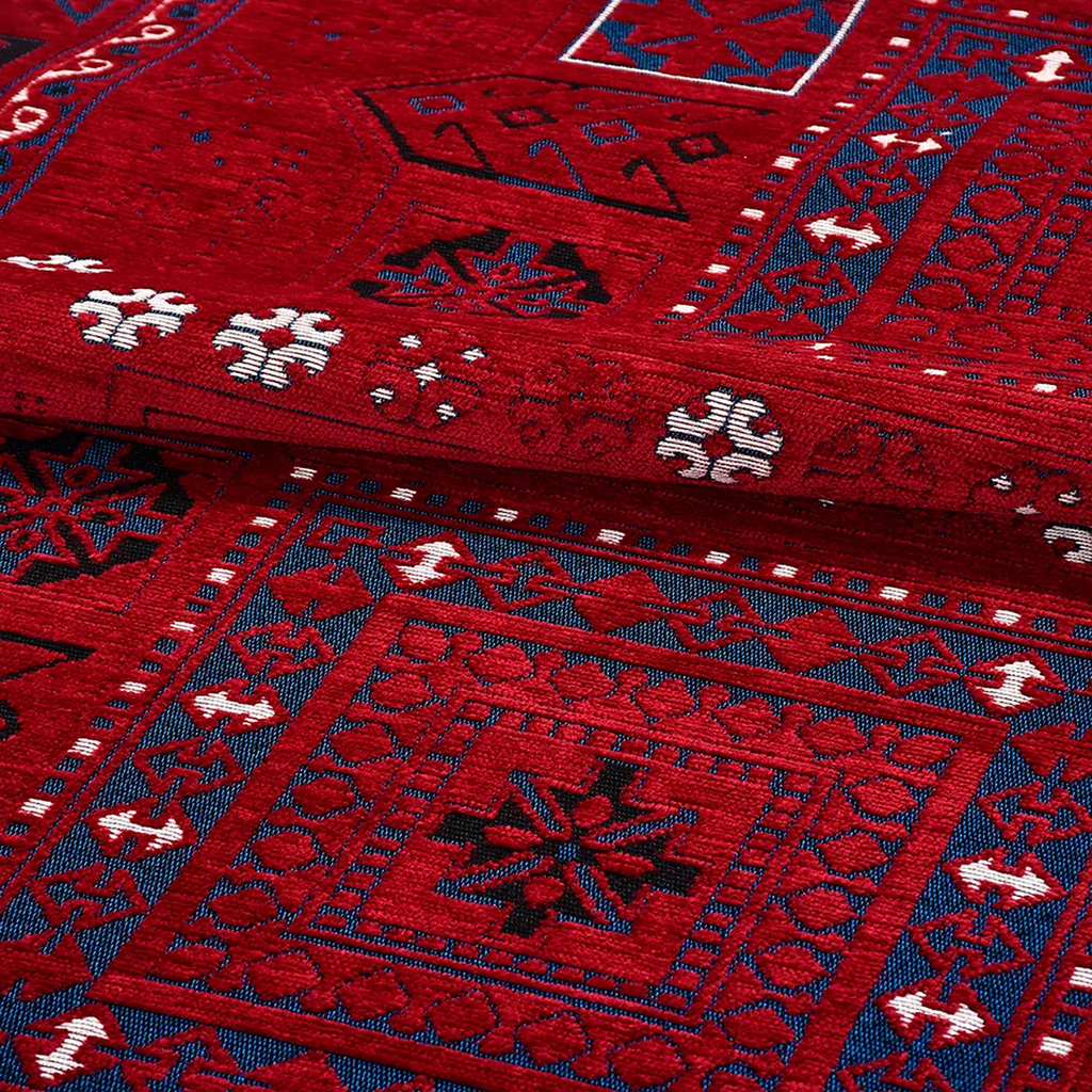 SHARED | Ayvalik Persian Style Traditional Machine Woven Red Navy Cre photo 4