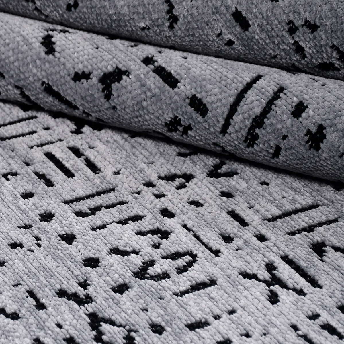 SHARED | Gleam Modern Abstract Machine Woven Grey Black Ivory Living  photo 4