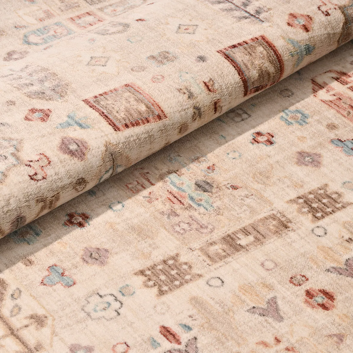 SHARED | Obelisk Cream Multicolor Distressed Persian Style Machine Wo photo 4