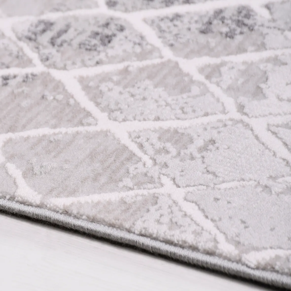 SHARED | Priene Grey Cream Distressed Moroccan Style Trellis Modern M photo 4