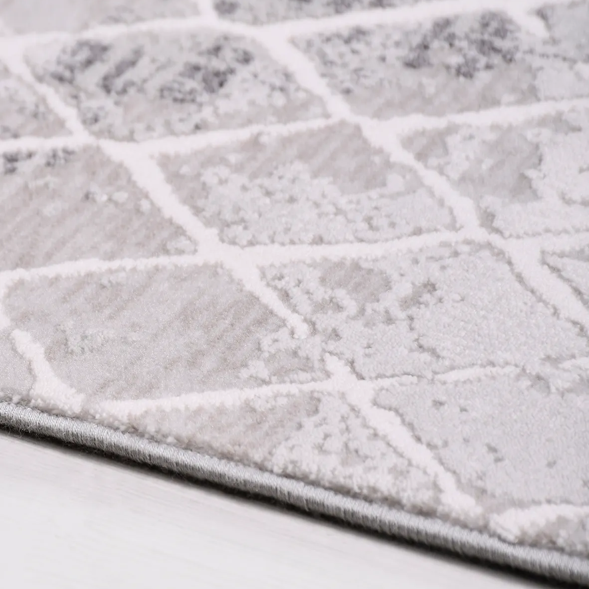 SHARED | Priene Grey Cream Distressed Moroccan Style Trellis Modern M photo 4