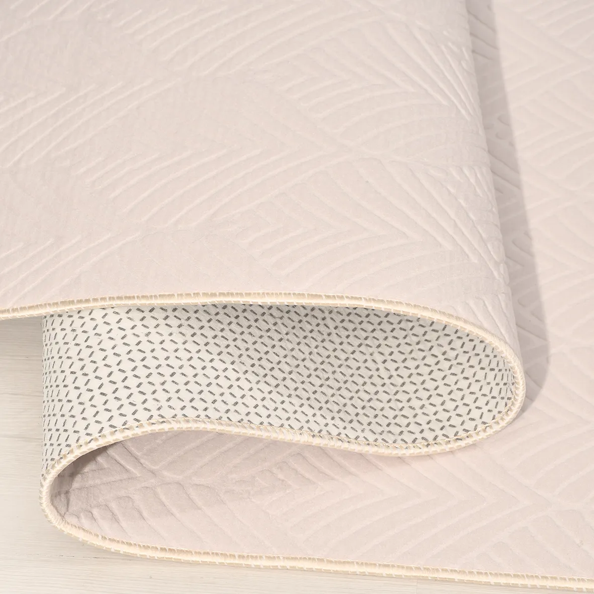 SHARED | Bismuth Cream Modern Geometric Carved Texture Machine Woven  photo 4