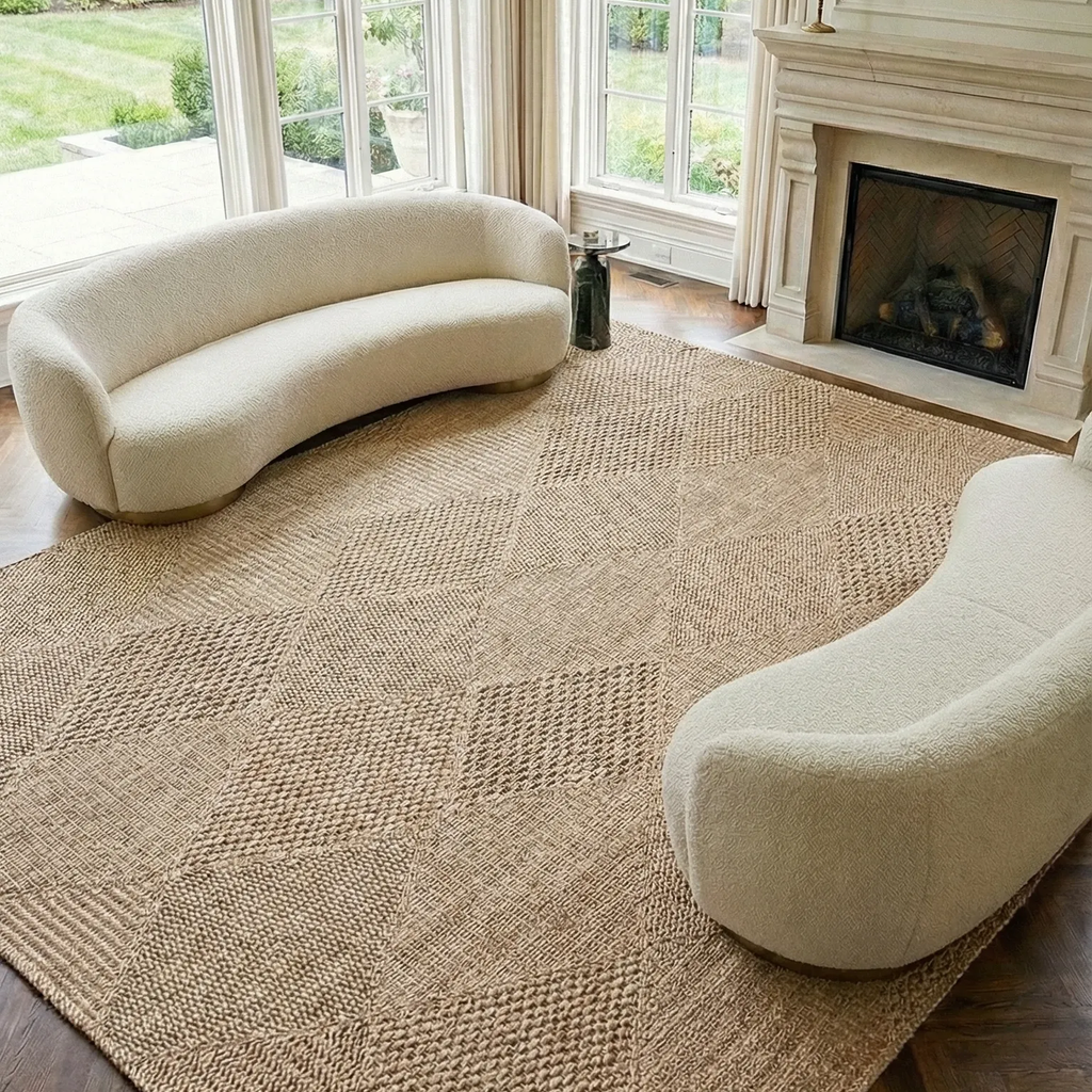SHARED | Feldspar Coastal Geometric Diamond Lattice Beige Tan Cream M photo 4