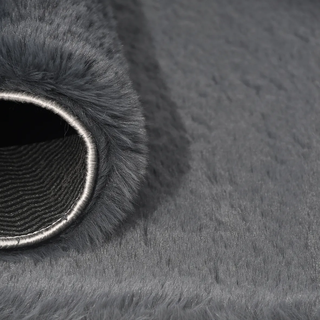 SHARED | Knidos Charcoal Grey Solid Shag Modern Machine Woven Living  photo 4