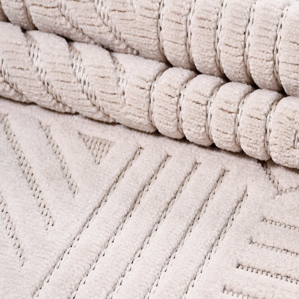 SHARED | Kas Cream Modern Geometric Machine Woven High-Low Carved Liv photo 4