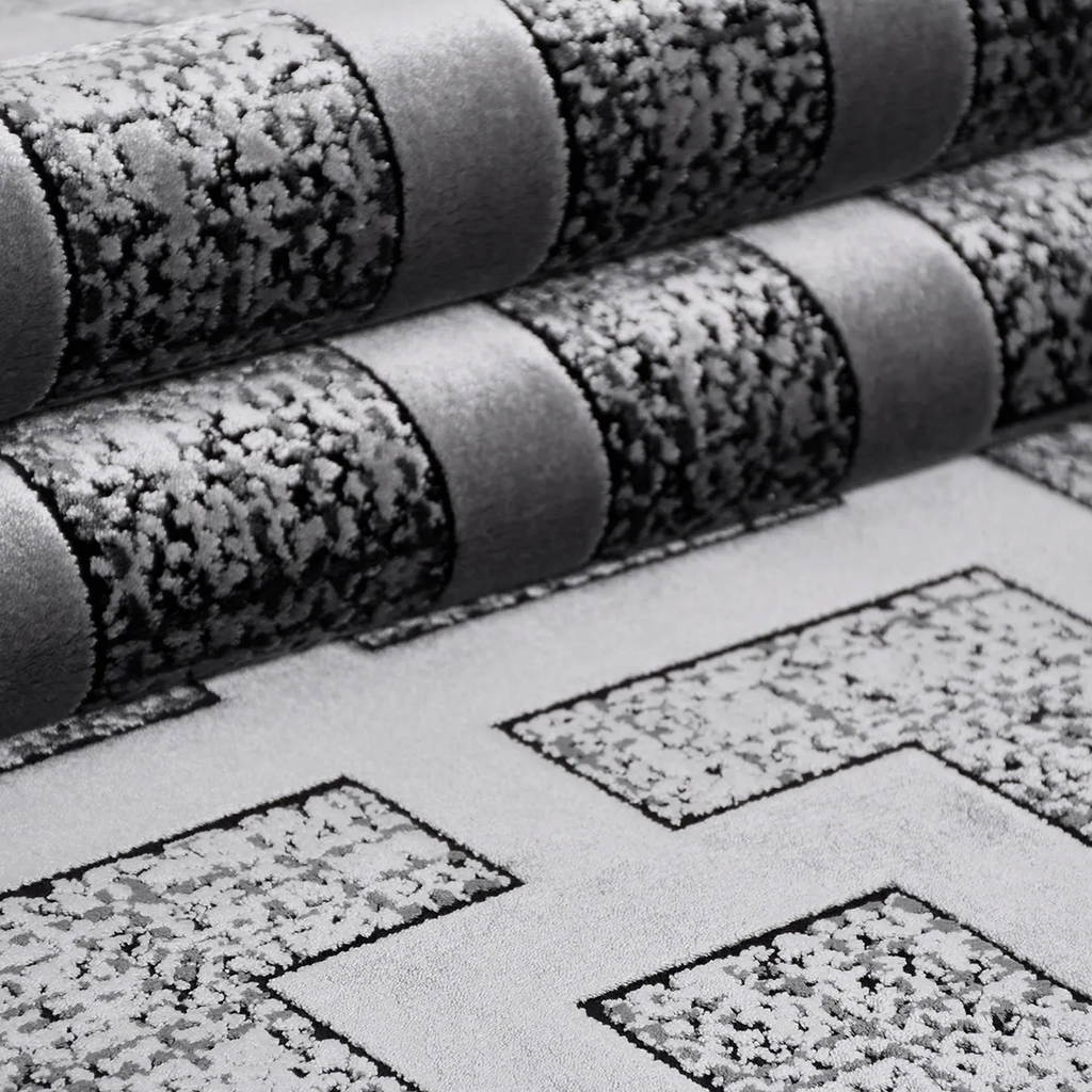 SHARED | Combe Grey Geometric Maze Modern Machine Woven Living Room B photo 4