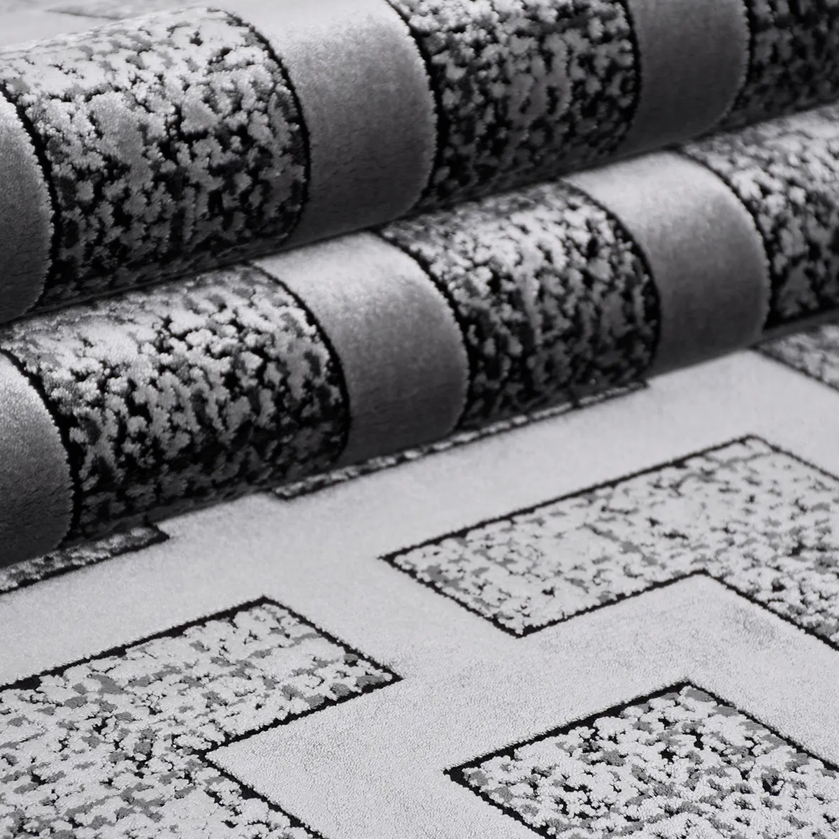 SHARED | Combe Grey Geometric Maze Modern Machine Woven Living Room B photo 4