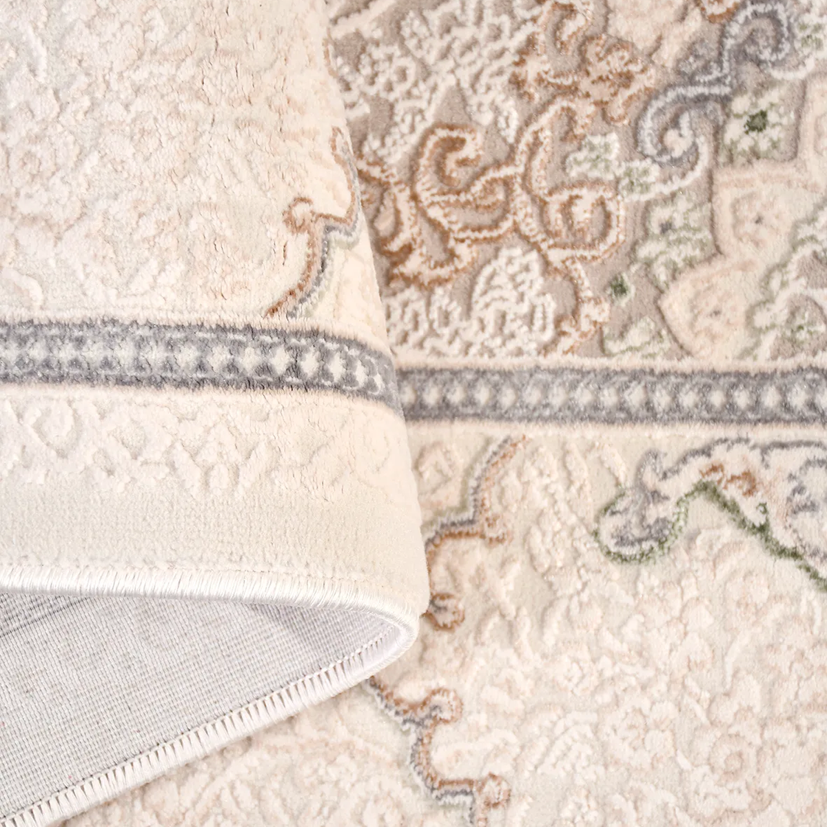 SHARED | Coral Cream Beige Persian Style Traditional Medallion Machin photo 4