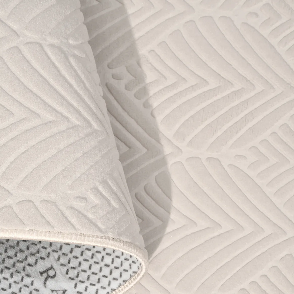 SHARED | Beryl Cream Scandinavian Geometric Textured Machine Woven Li photo 4