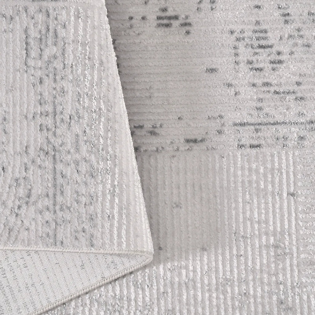 SHARED | Gully Grey Ivory Abstract Modern Machine Woven Living Room B photo 4