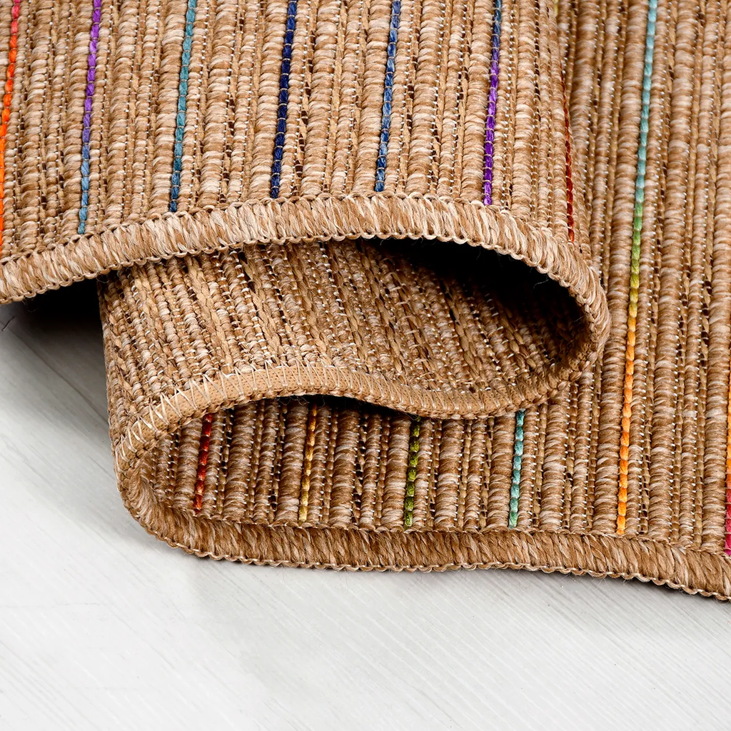 SHARED | Jacinth Boho Striped Multicolour Beige Machine Woven Living  photo 4