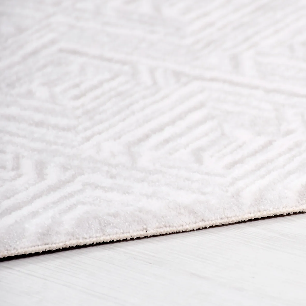 SHARED | Shimmer Cream Modern Geometric Machine Woven Living Room Bed photo 4