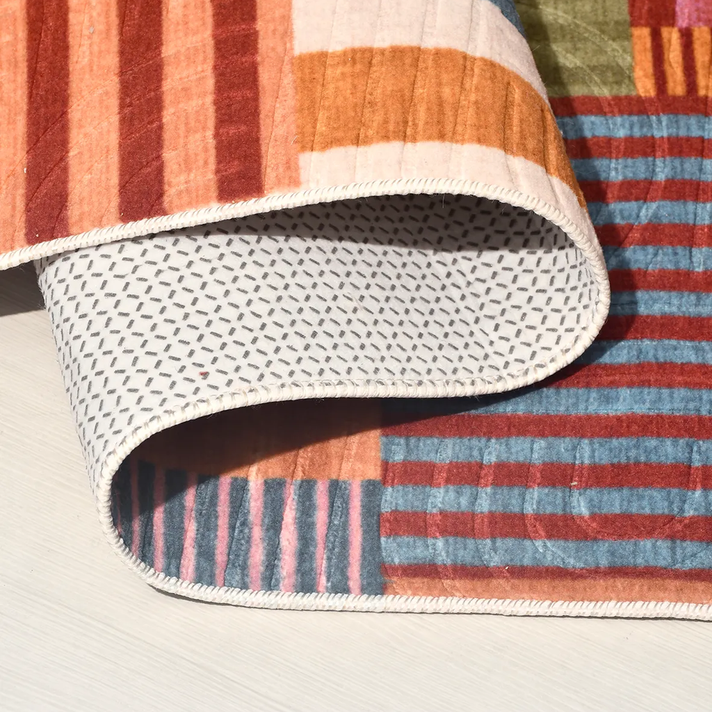 SHARED | Dell Mid-Century Modern Patchwork Orange Cream Blue Machine  photo 4