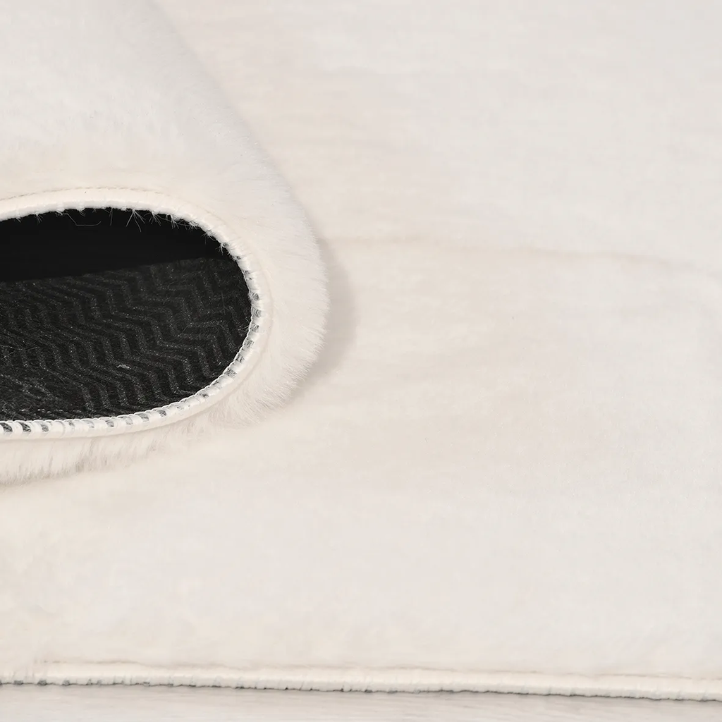 SHARED | Edirne Ivory Solid Shaggy Faux Fur Style Modern Machine Wove photo 4