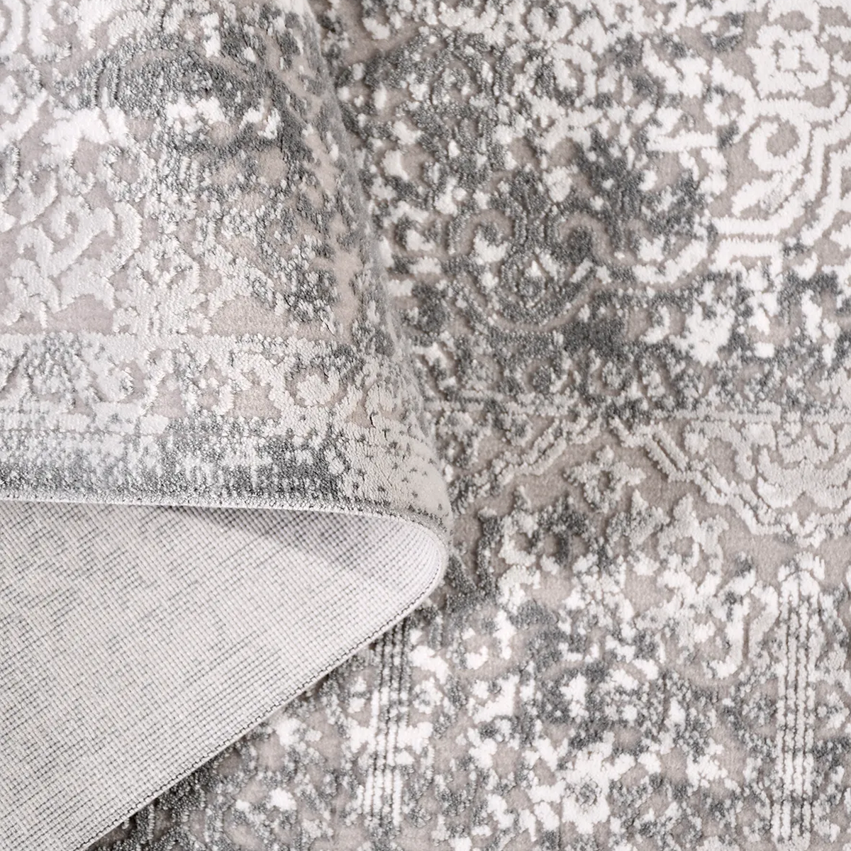 SHARED | Datca Persian Style Medallion Distressed Vintage Look Grey C photo 4