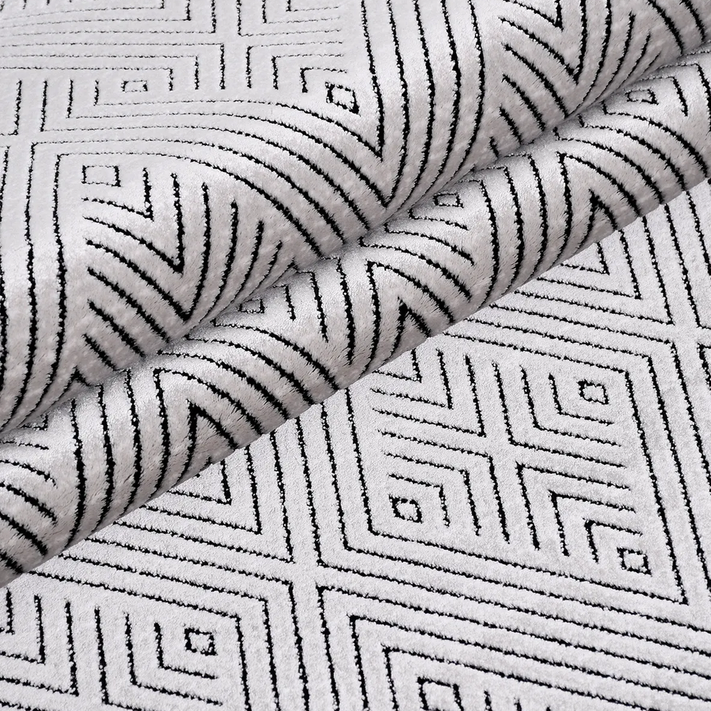 SHARED | Glen Modern Geometric Diamond Machine Woven Grey Charcoal Li photo 4