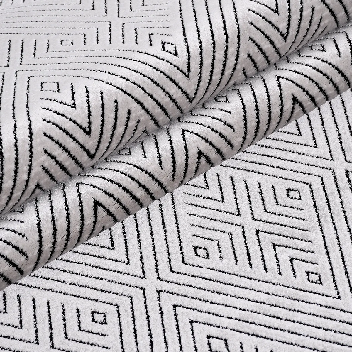 SHARED | Glen Modern Geometric Diamond Machine Woven Grey Charcoal Li photo 4