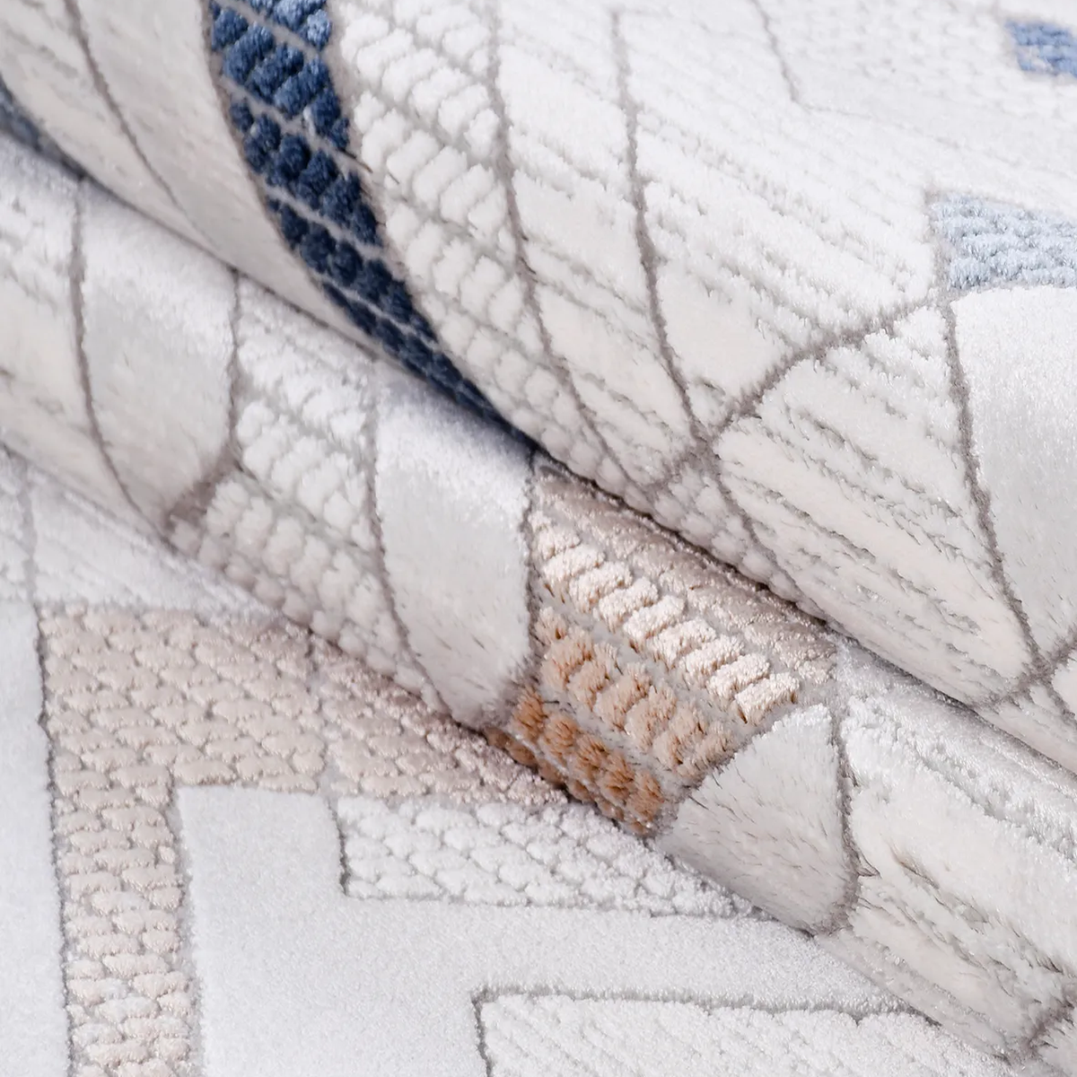 SHARED | Campion Cream Navy Geometric Maze Modern Machine Woven Livin photo 4