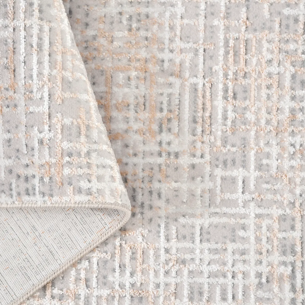 SHARED | Foreland Modern Abstract Distressed Beige Grey Machine Woven photo 4
