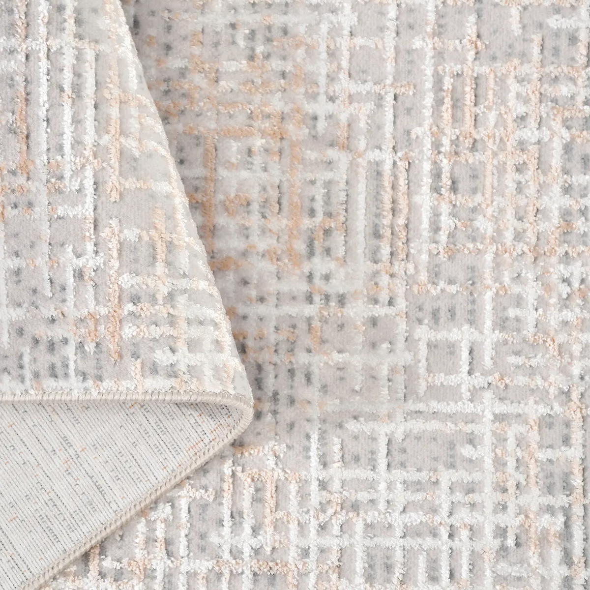 SHARED | Foreland Modern Abstract Distressed Beige Grey Machine Woven photo 4