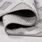 SHARED | Minaret Ivory Grey Geometric Flatweave Look Machine Woven Li photo 3