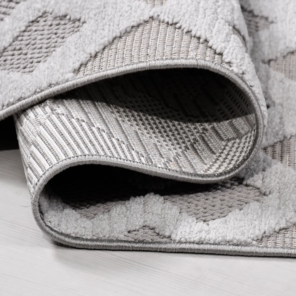 SHARED | Minaret Ivory Grey Geometric Flatweave Look Machine Woven Li photo 3