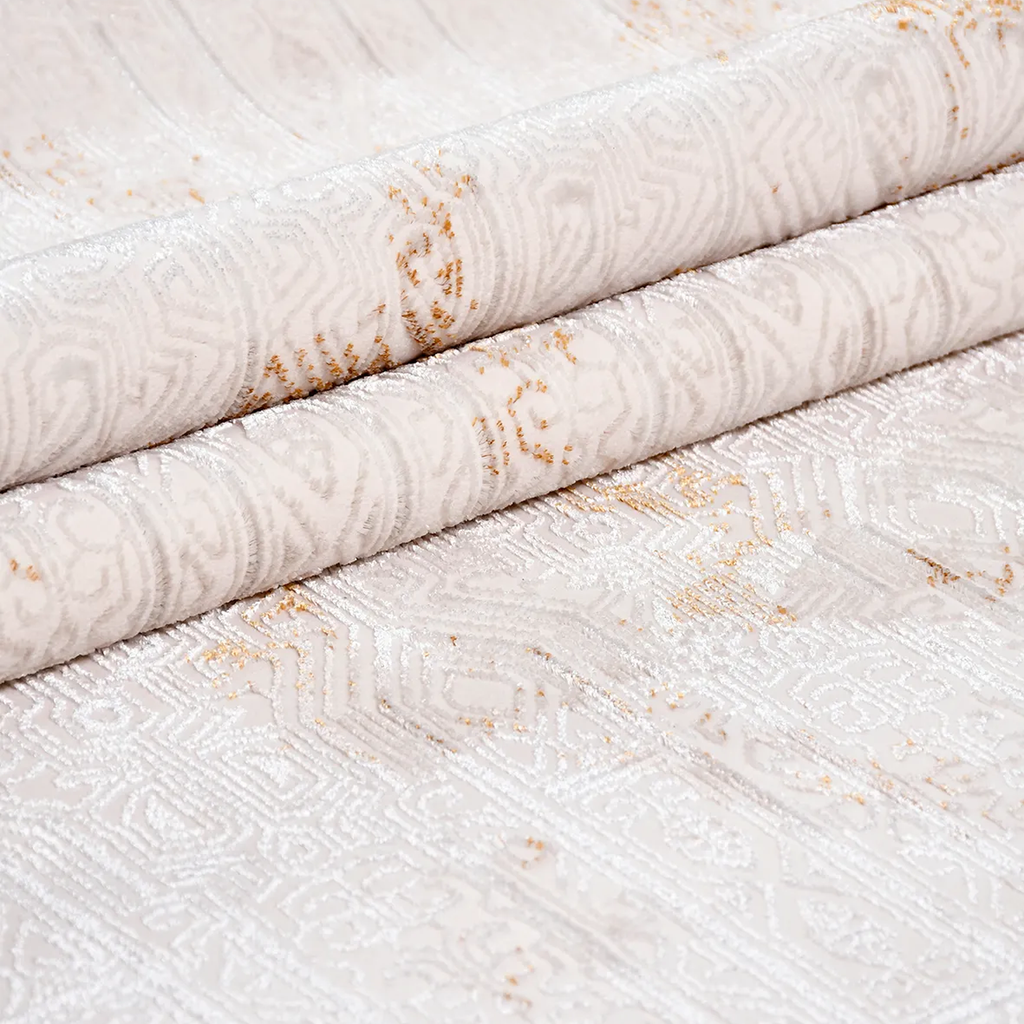 SHARED | Riven Cream Gold Abstract Glam Machine Woven Living Room Bed photo 4