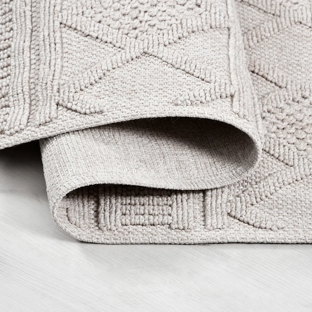 SHARED | Azurite Cream Boho Geometric Textured Machine Woven Living R photo 4