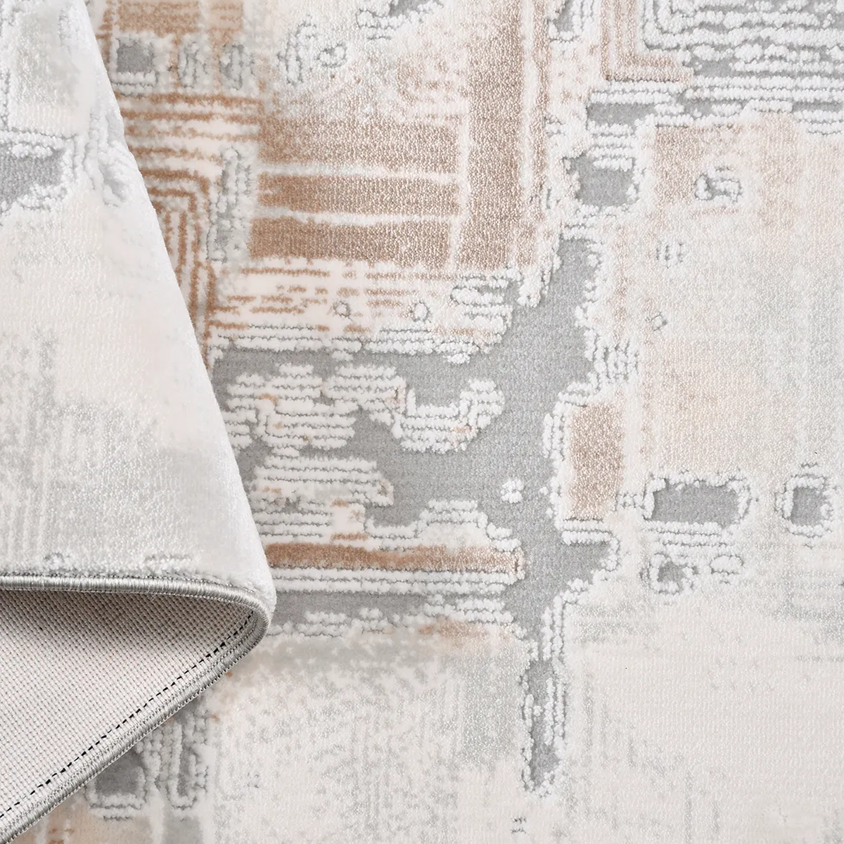 SHARED | Figtree Modern Abstract Machine Woven Cream Grey Rust Living photo 4