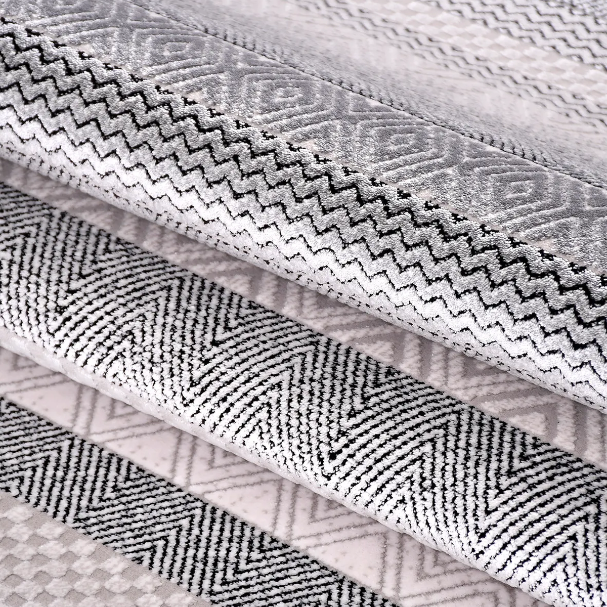SHARED | Holt Grey Cream Striped Modern Machine Woven Living Room Bed photo 4