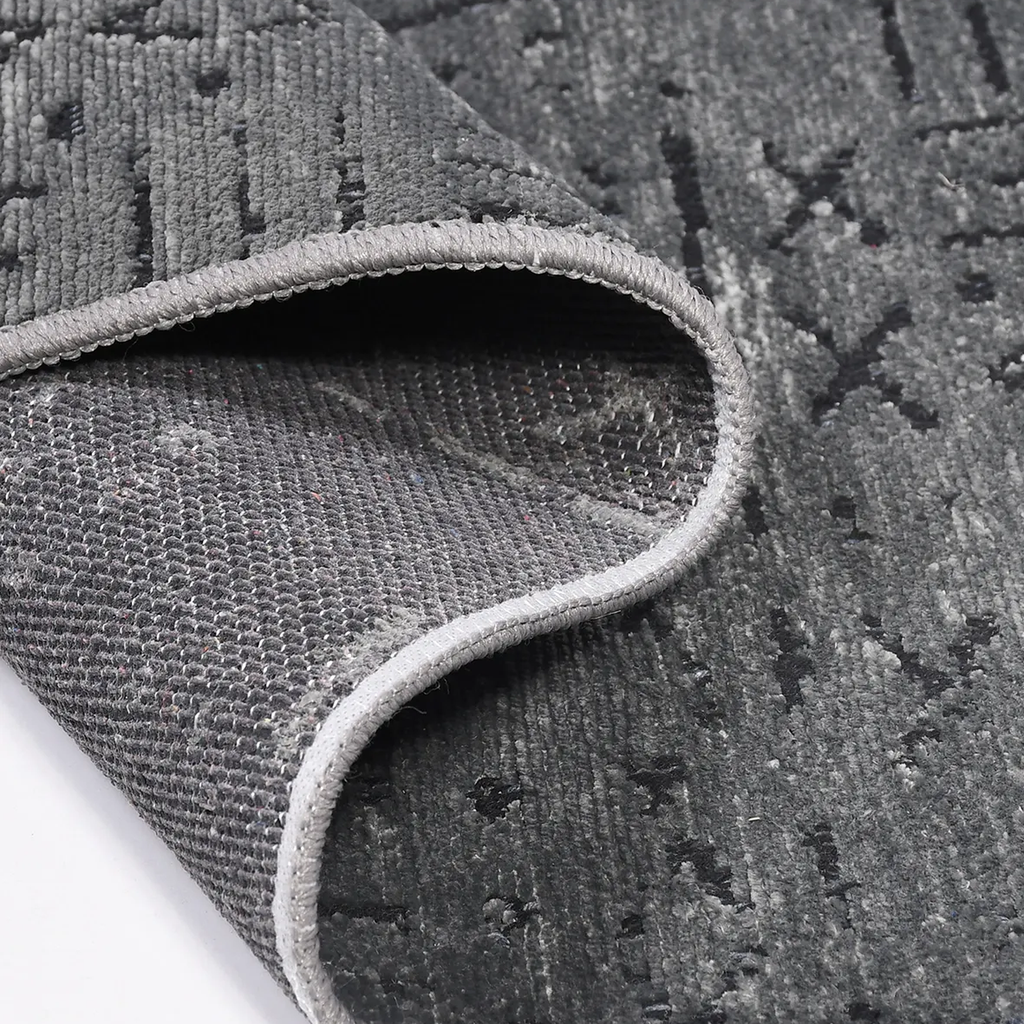 SHARED | Lichen Charcoal Grey Boho Geometric Tribal Print Machine Wov photo 4