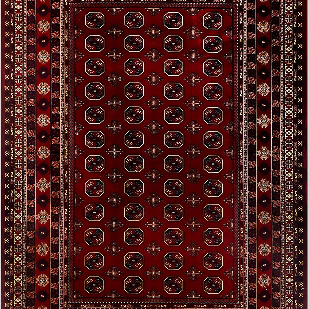 SHARED | Spinel Persian Style Traditional Machine Woven Red Navy Crea photo 4