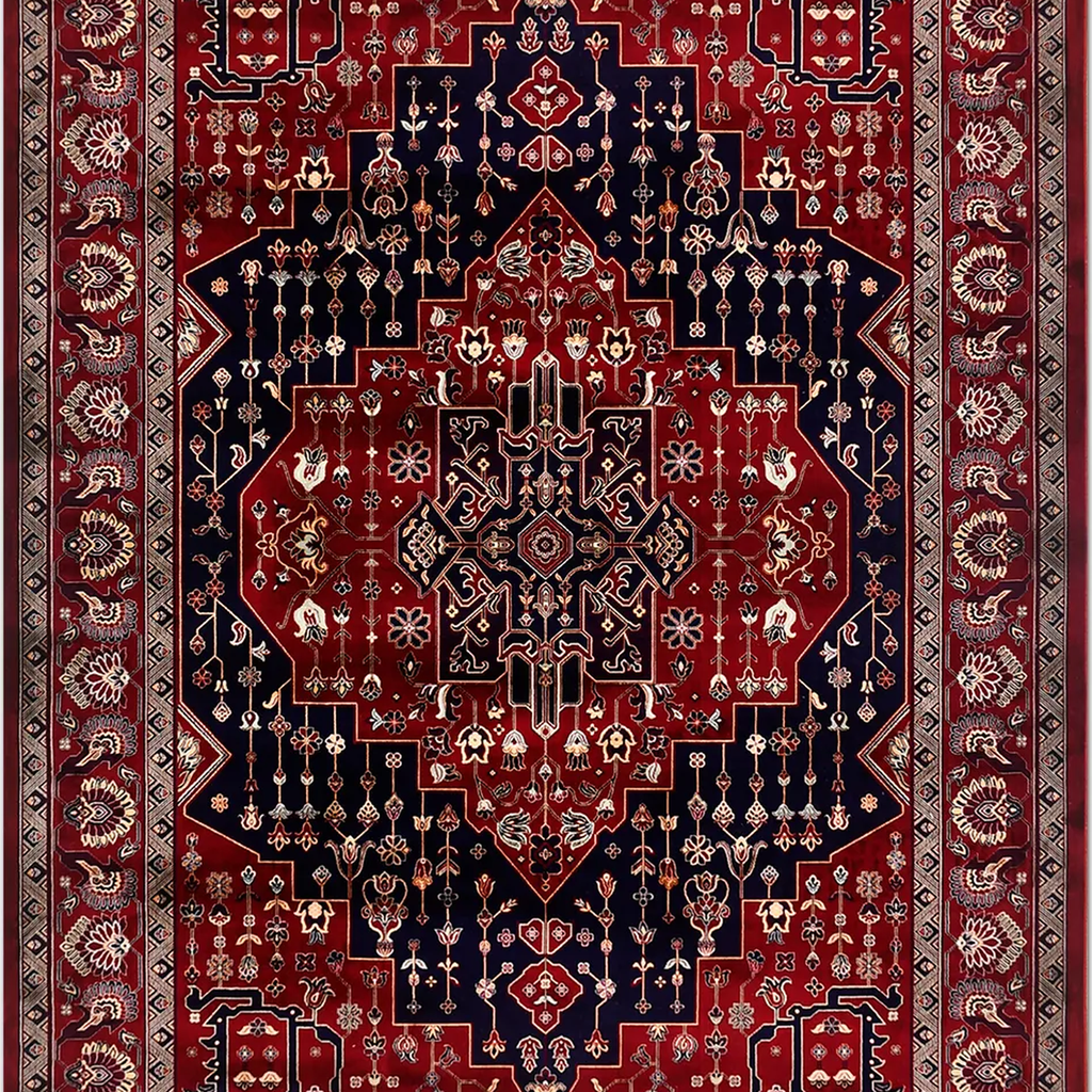 SHARED | Talc Persian Style Traditional Medallion Red Navy Cream Livi photo 4