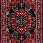 SHARED | Talc Persian Style Traditional Medallion Red Navy Cream Livi photo 4