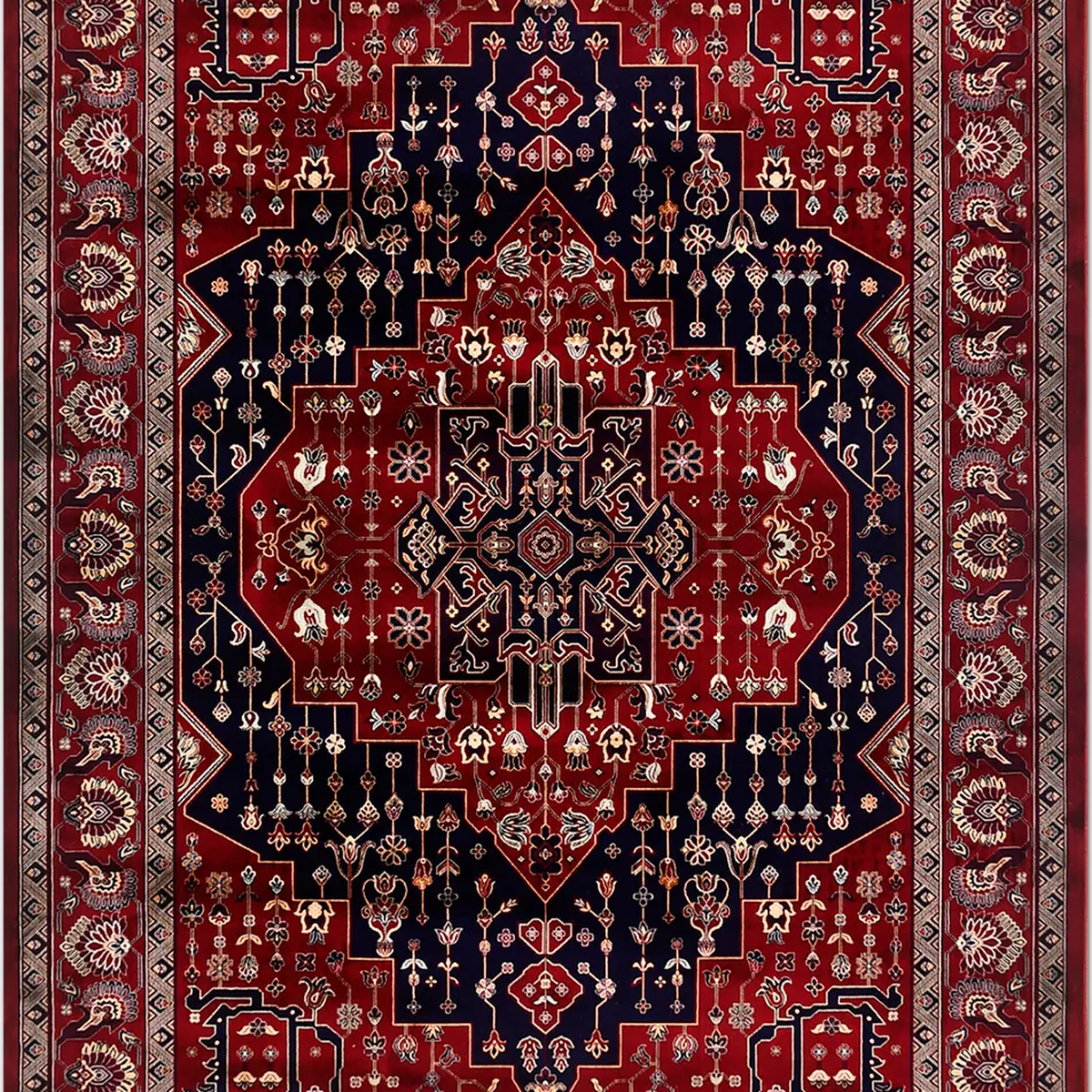 SHARED | Talc Persian Style Traditional Medallion Red Navy Cream Livi photo 4