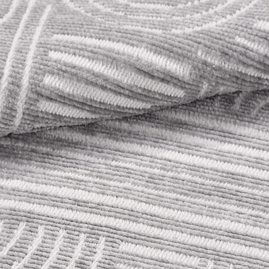 SHARED | Dogrose Grey Ivory Modern Geometric High-Low Machine Woven L photo 4