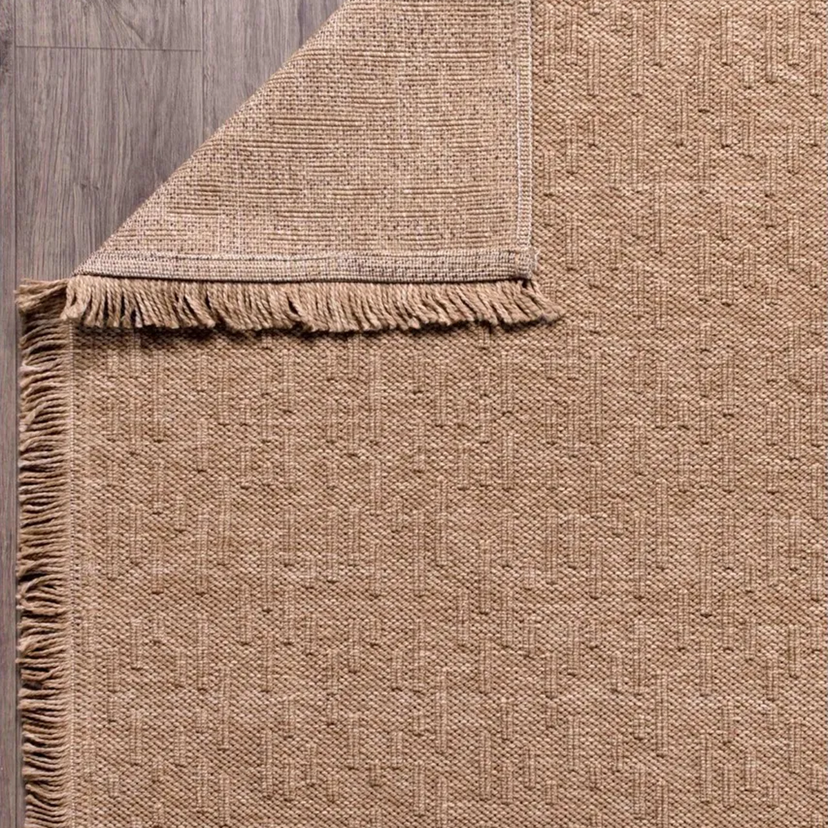 SHARED | Wormwood Beige Solid Scandinavian Machine Woven Fringed Livi photo 4