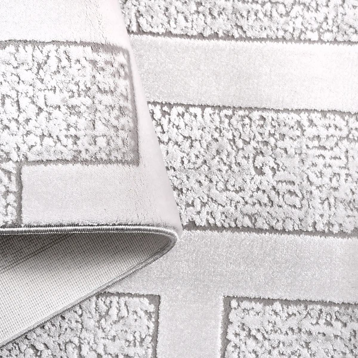 SHARED | Bourne Cream Grey Geometric Maze Modern Machine Woven Living photo 5