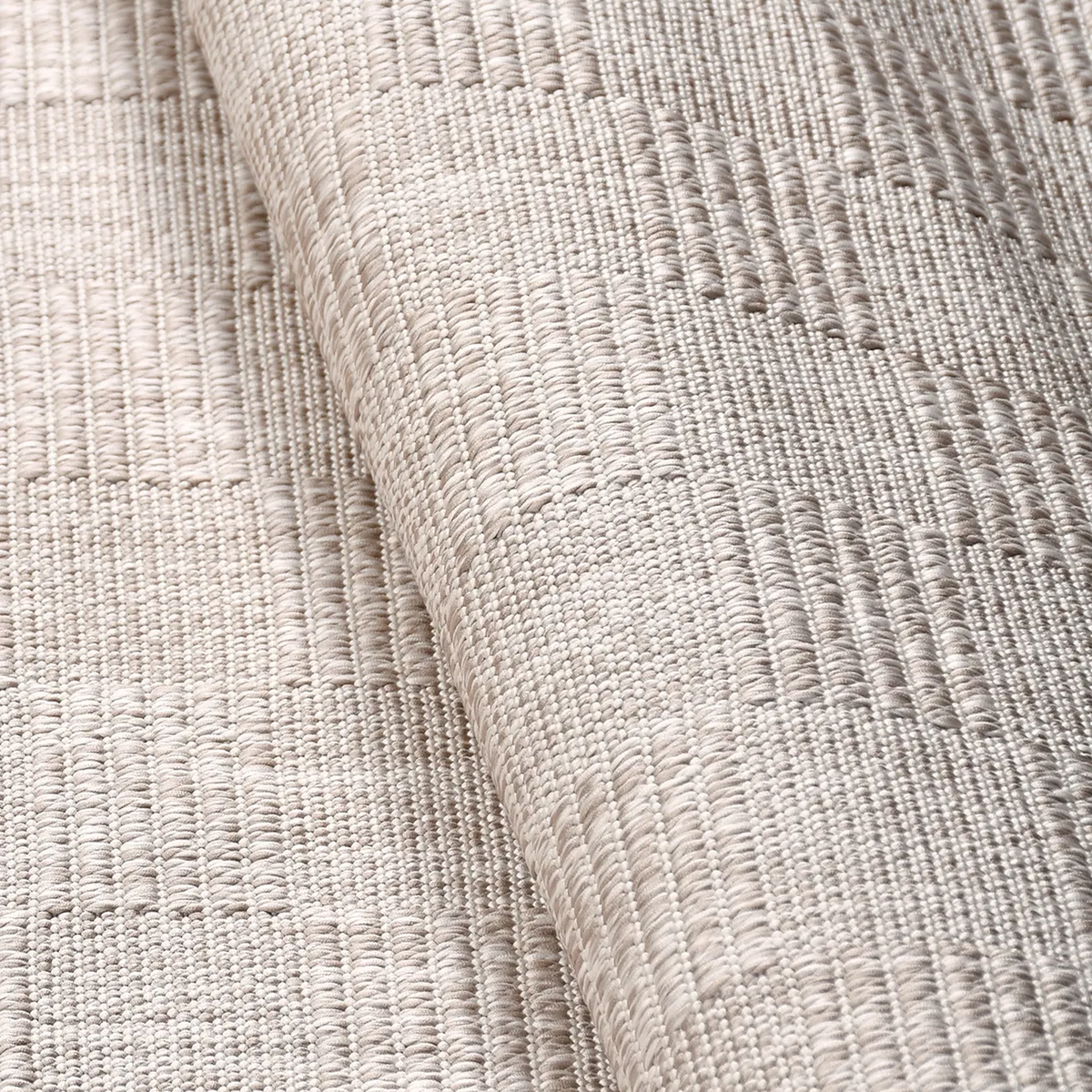 SHARED | Pumice Cream Beige Checkered Modern Machine Woven Living Roo photo 5