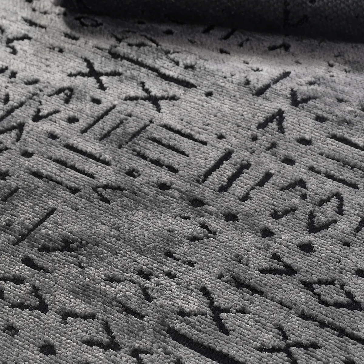 SHARED | Lichen Charcoal Grey Boho Geometric Tribal Print Machine Wov photo 5