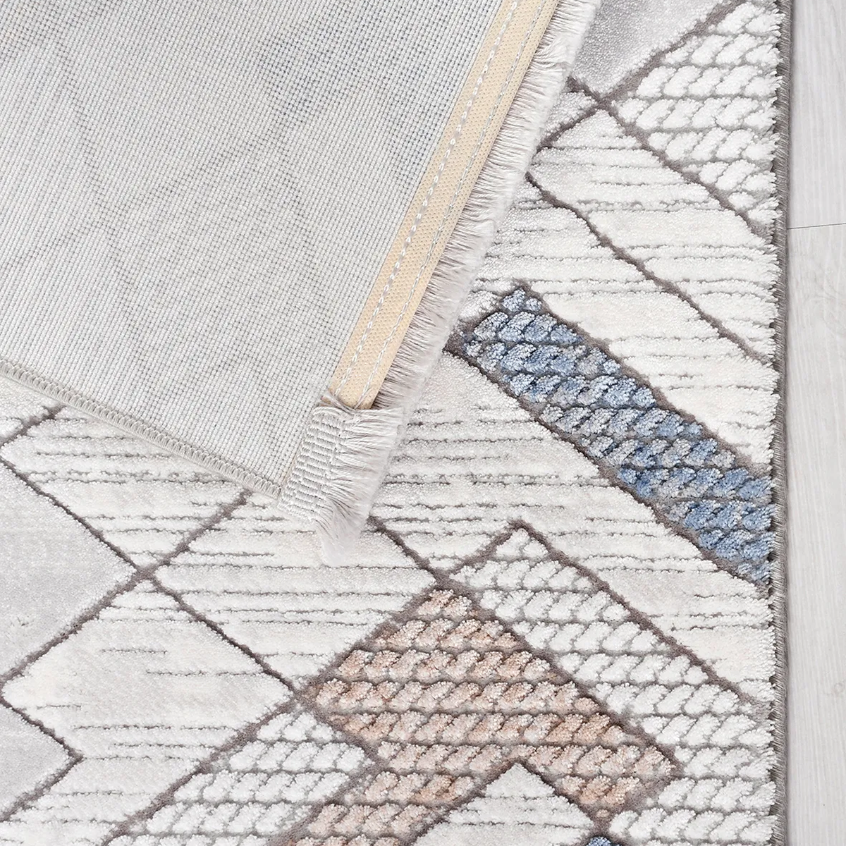SHARED | Campion Cream Navy Geometric Maze Modern Machine Woven Livin photo 5