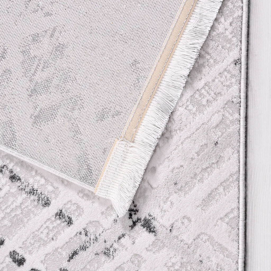 SHARED | Safranbolu Light Grey Cream Abstract Modern Machine Woven Li photo 5