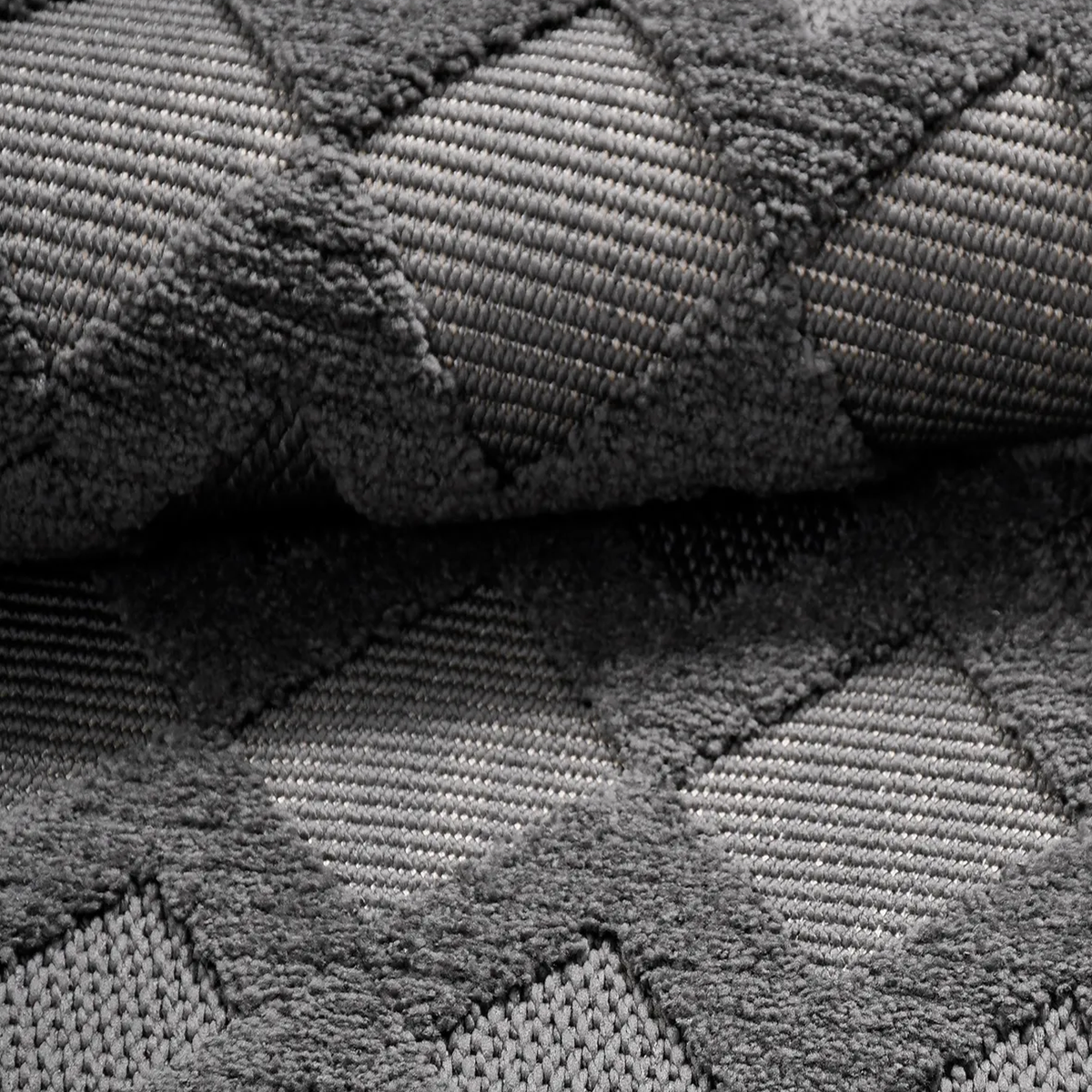 SHARED | Mezzanine Charcoal Grey Cream Chequered Modern Machine Woven photo 4