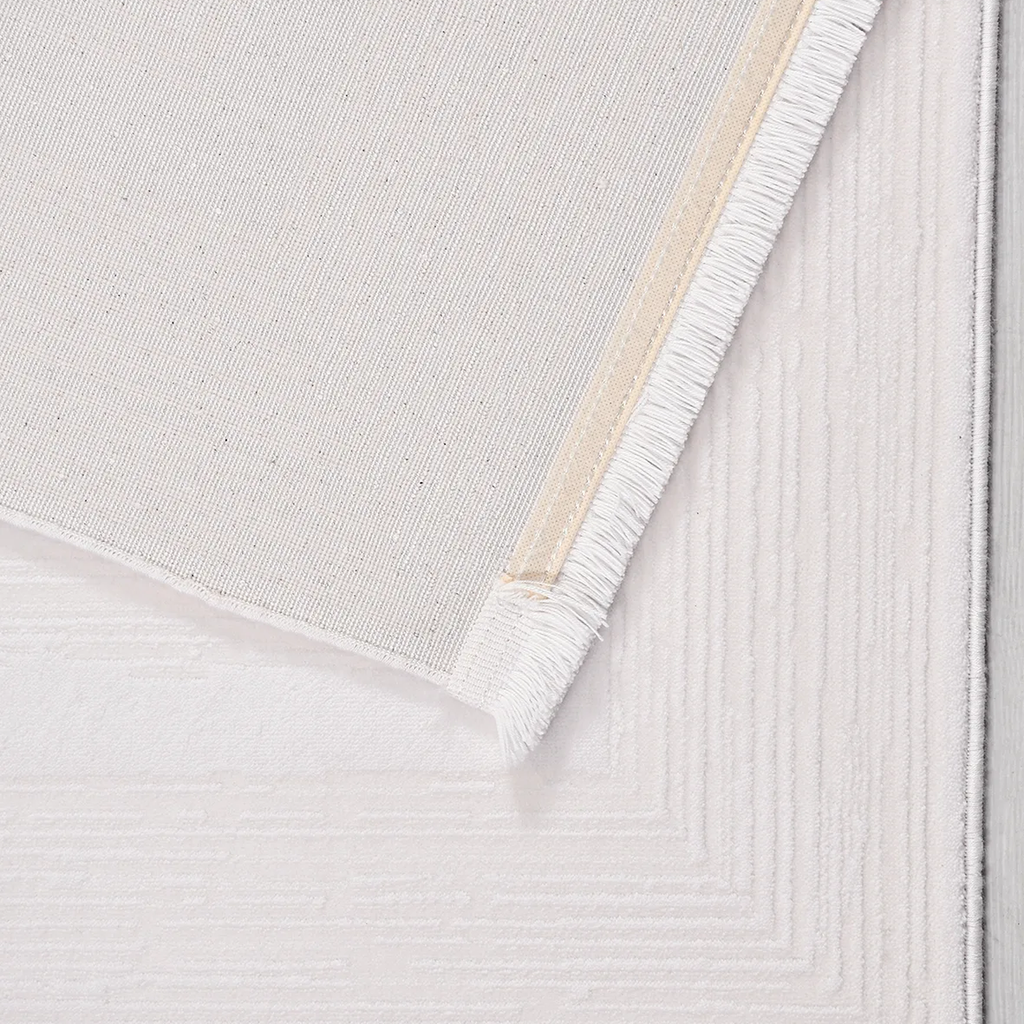 SHARED | Turret Cream Modern Geometric Machine Woven Ivory Living Roo photo 5