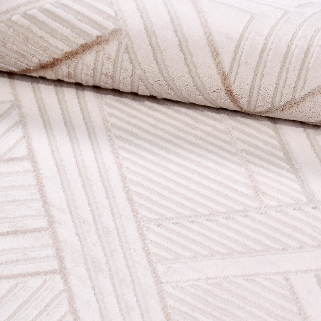 SHARED | Waterlight Cream Geometric Diamond Modern Machine Woven Livi photo 4