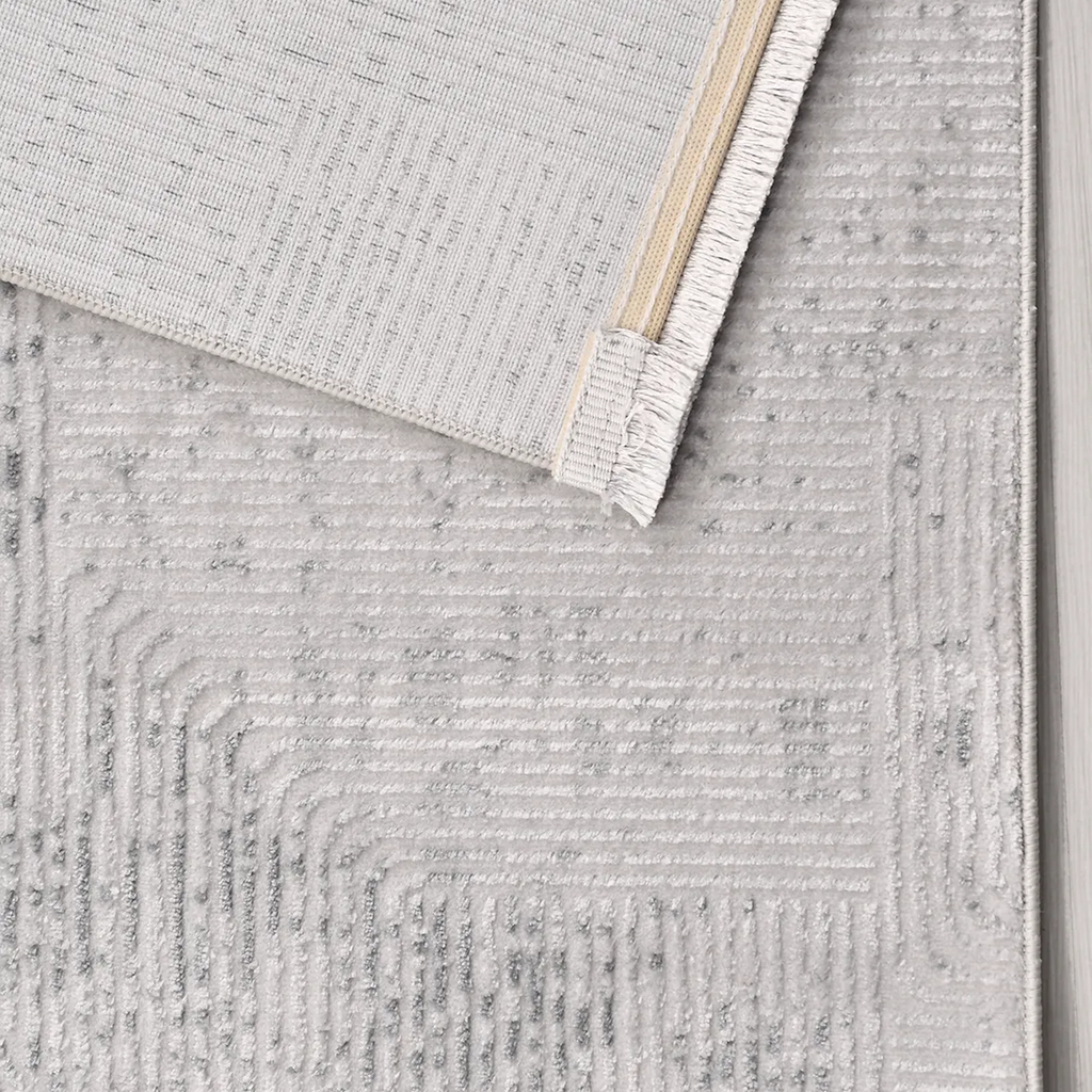 SHARED | Gully Grey Ivory Abstract Modern Machine Woven Living Room B photo 5
