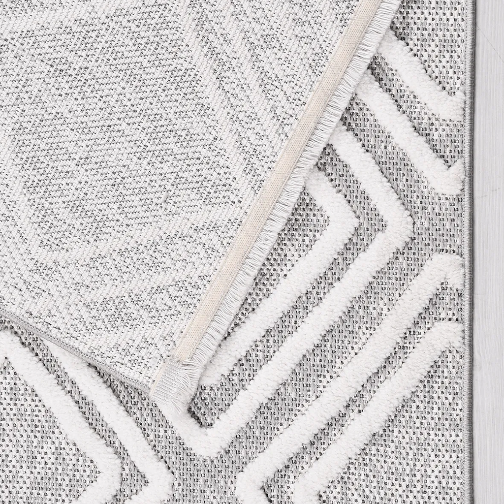 SHARED | Bilberry Modern Geometric Diamond Lattice Grey Ivory Machine photo 5
